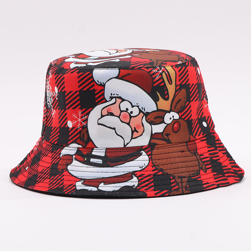 European And American Digital-print Bell-shaped Reindeer Bucket Hat