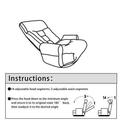Floor Gaming Lounge Chair Swivel 360 Linen Gray 5-Position Adjustable 31x43 In