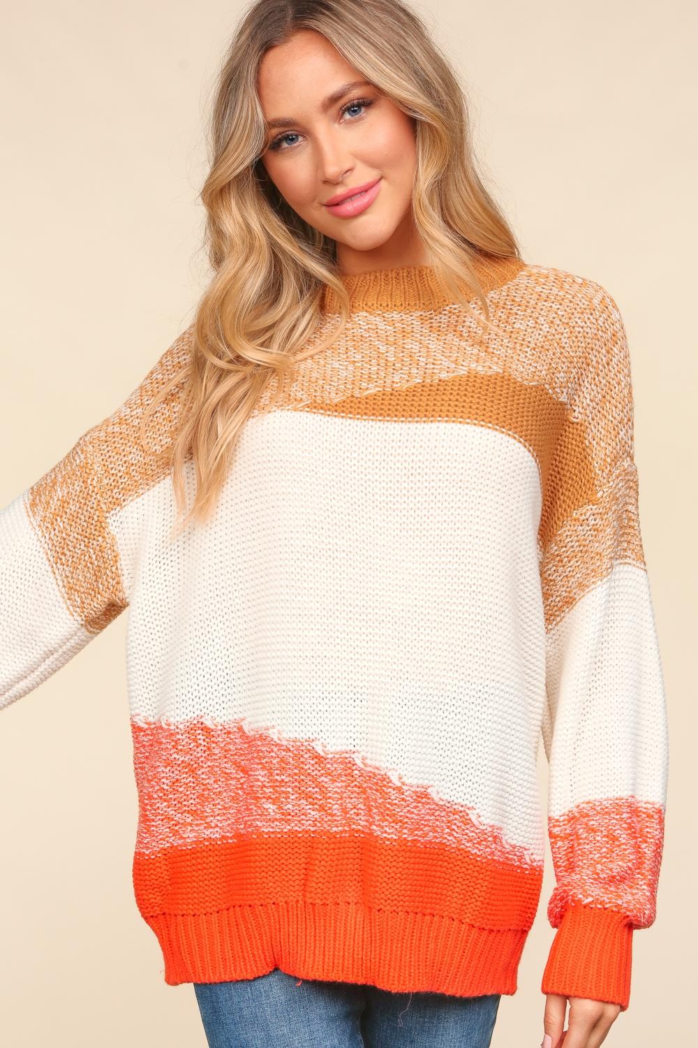 Back To School Sweater - Haptics Color Block Long Sleeve Sweater