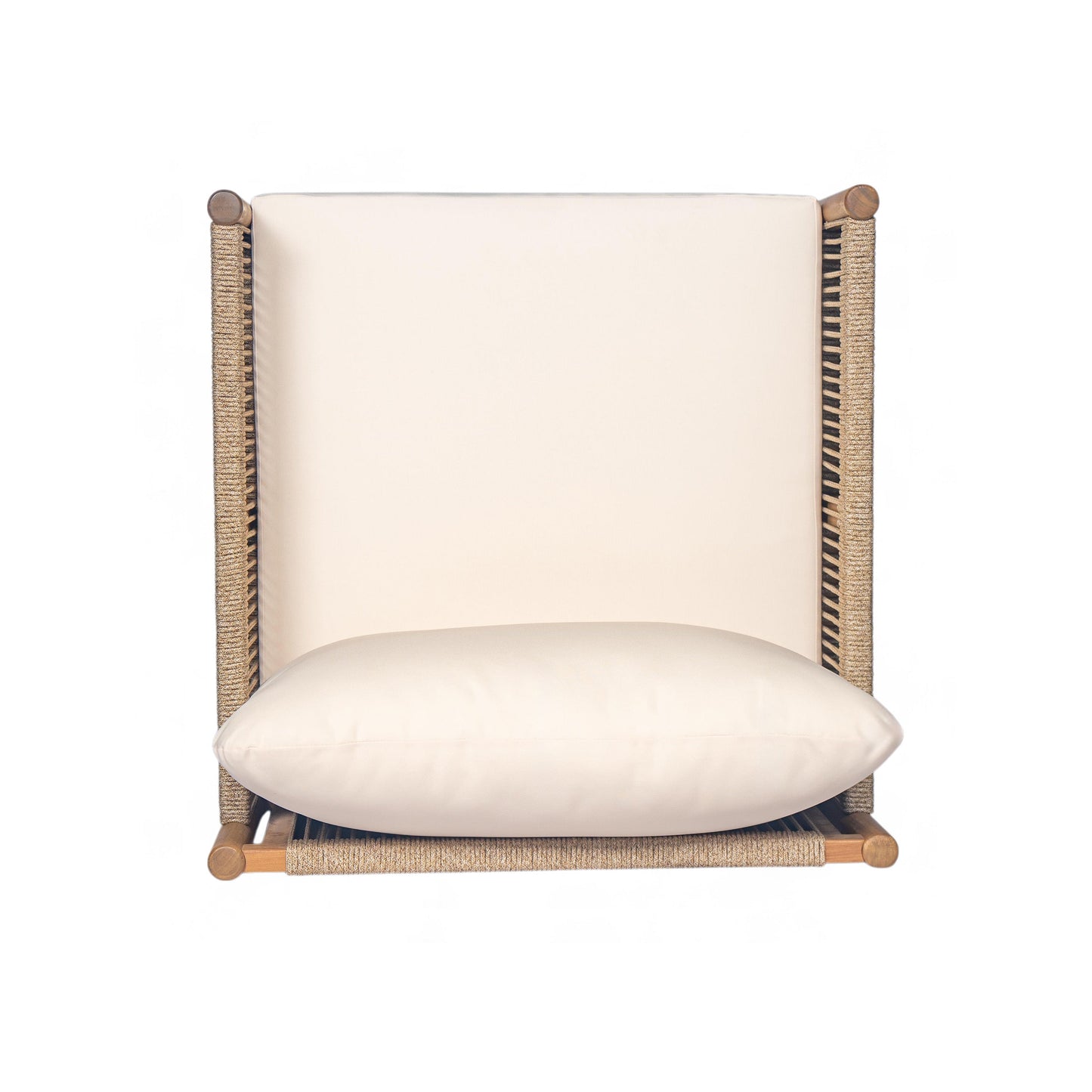 Outdoor Lounge Chair Solid Wood Teak Woven Polyester Cushion Set of 2