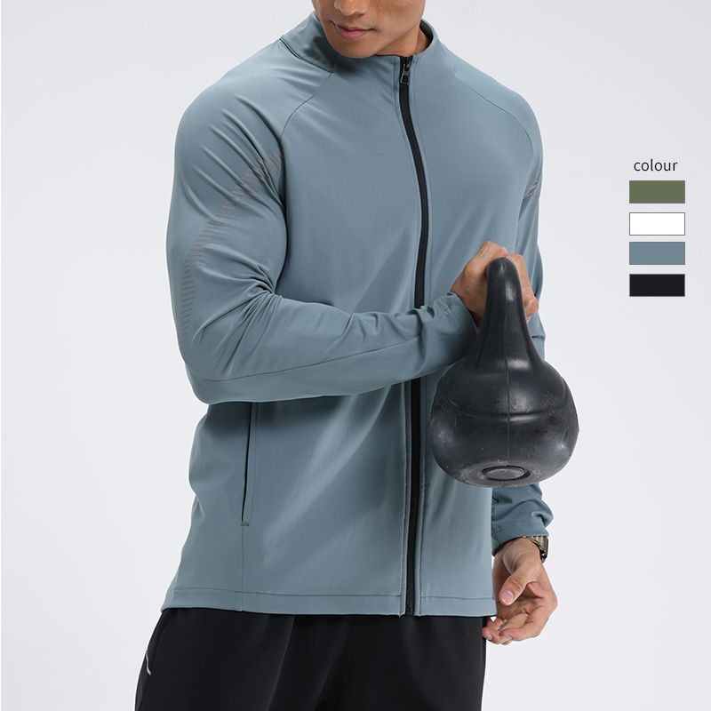 Mens Fitness Running Training Stand-Neck Windbreaker Jacket
