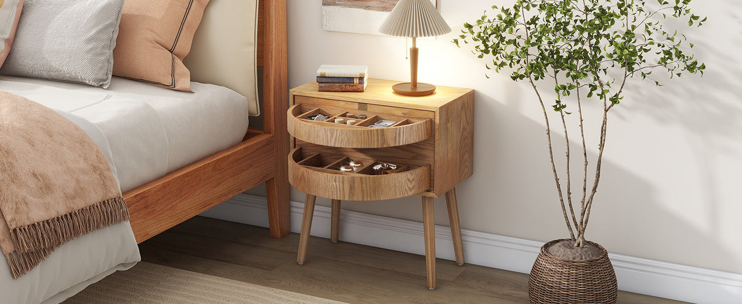 Rotating Hidden Compartment Nightstands, Mid Century Modern Concealment