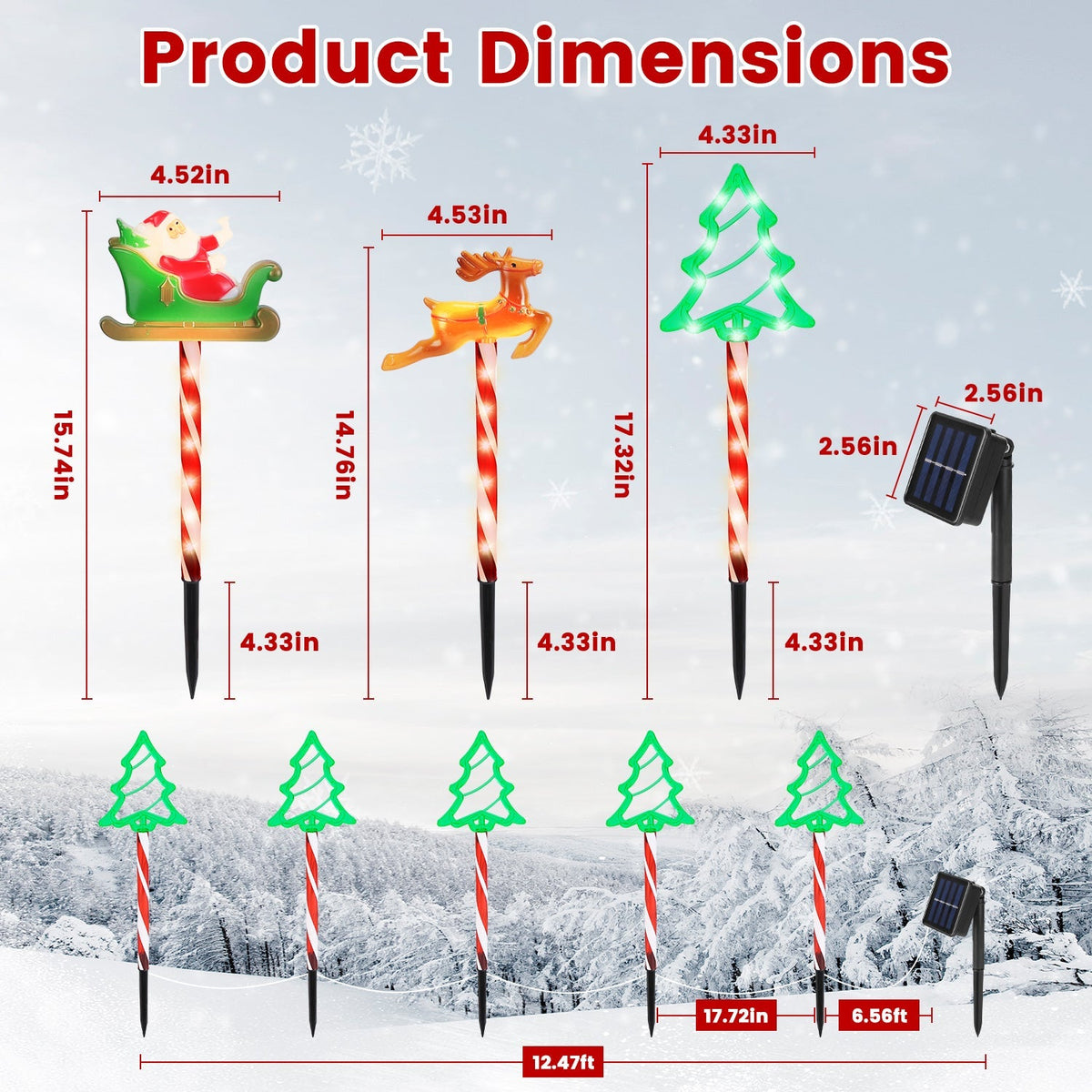 5PCS Christmas Pathway Lights with 8 Modes & Waterproof Design