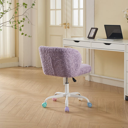 Swivel Chair Faux Alpaca Violet Vanity Bedroom Ergonomic 22.5x31.9 In