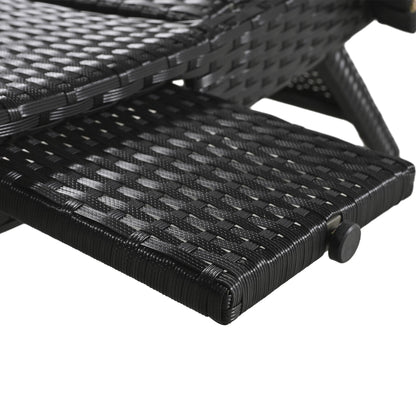 2-Piece Wicker Chaise Lounge Set w/ Pull-Out Table 5-Position 470lb