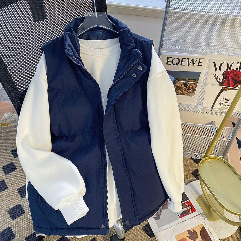 Men's Loose-Fit Stand-Up Collar Vest Jacket