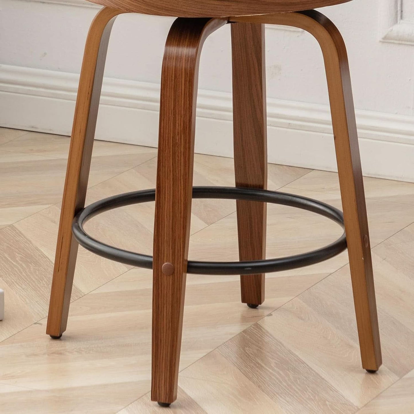 Mid-Century Modern Swivel Rattan Bar Stools Set
