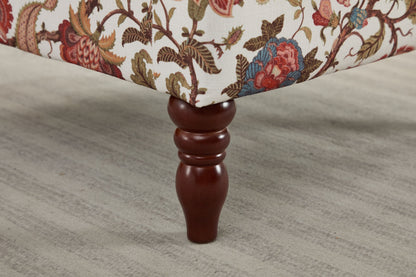 Accent Chair Wingback Linen Floral Red Pine Legs 28x30x38 In