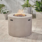Light Grey Magnesium Oxide 31 in Round Fire Pit with 40,000 BTU for Patio Use