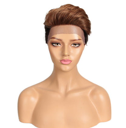 Front Lace Wig All Real Hair Short Headgear