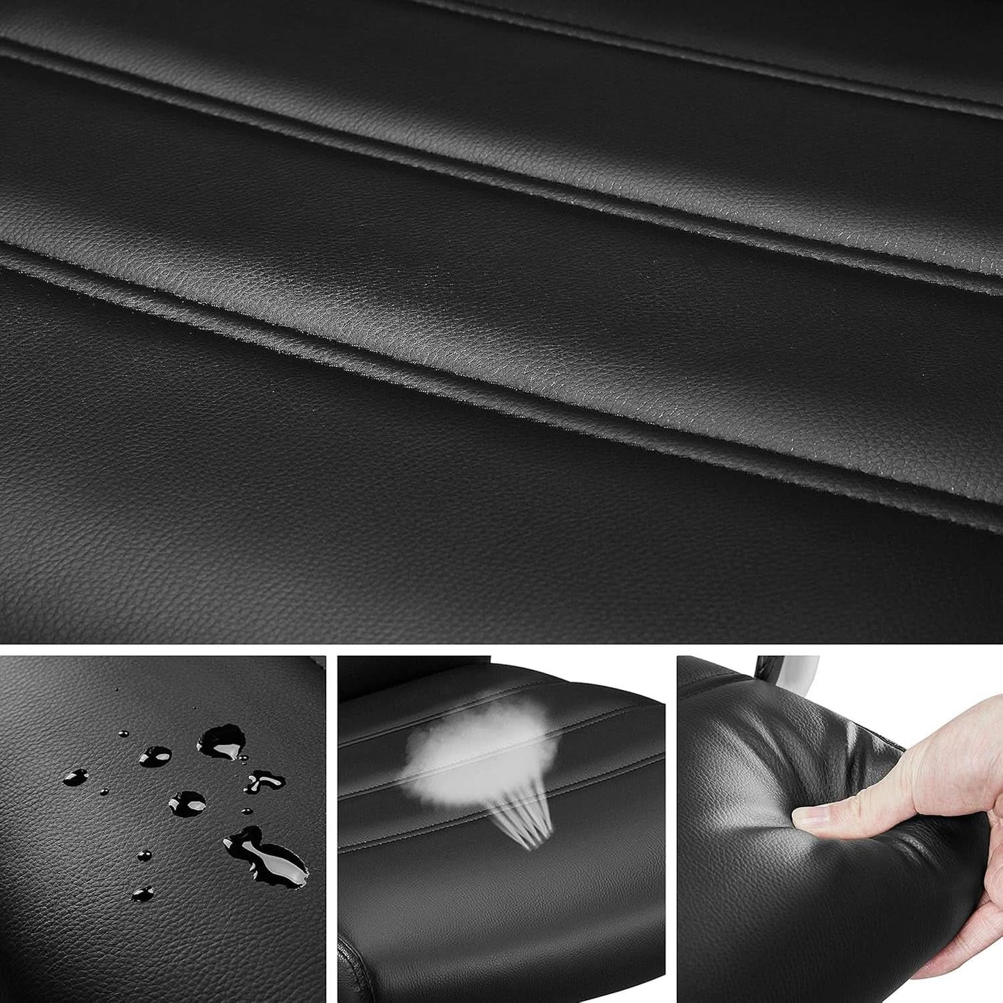 Ergonomic Mid Back Office Chair Black PU Leather With Lumbar Support