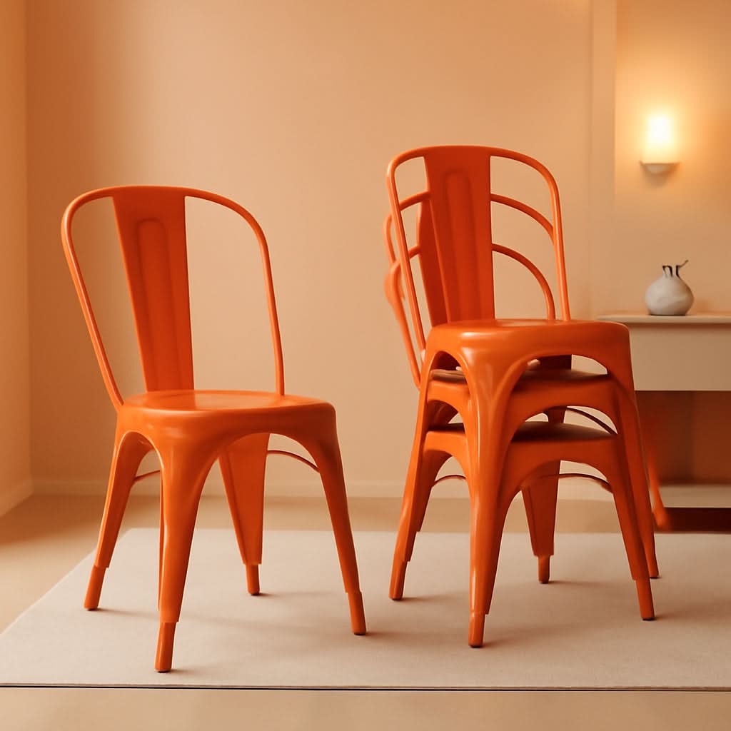 Tolix Style Metal Dining Chair 18 Inch Stackable Outdoor