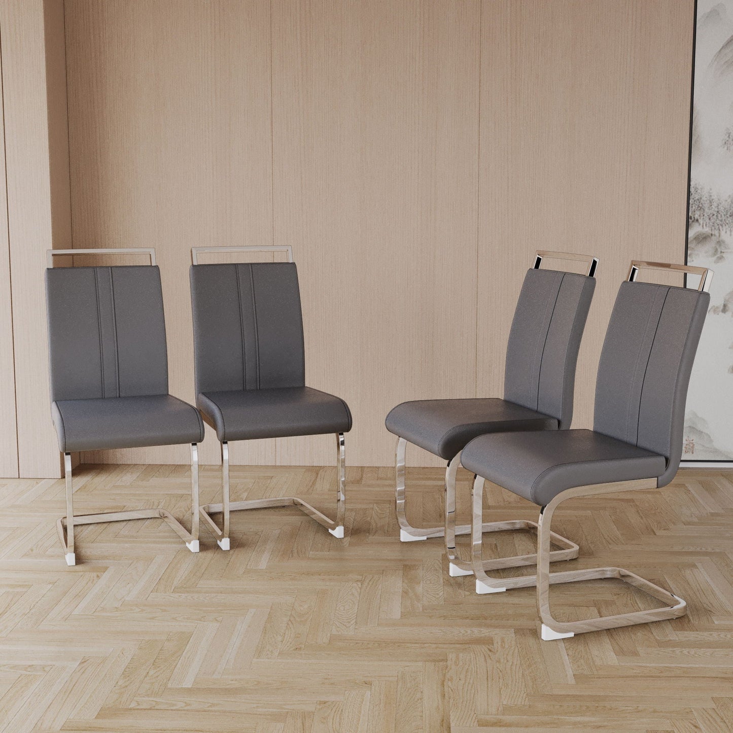 Modern Dining Chairs With Padded Seat, High Back