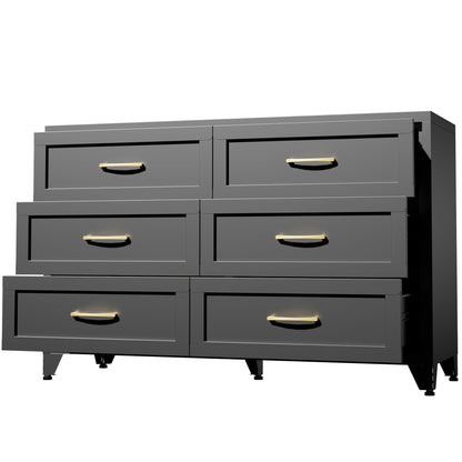 Dresser 6-Drawer Black Steel Smooth-Glide Powder Coat 47.3x15.8x30 In