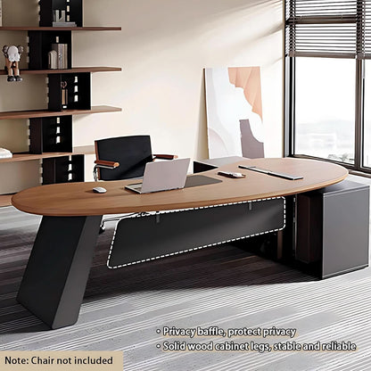 L Shaped Desk With Solid Wood 80 Inch Executive Work space Desk