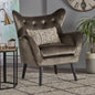 Accent Chair Mid-Century Wingback Velvet Tufted Gray Oak Frame 29x34x40 In