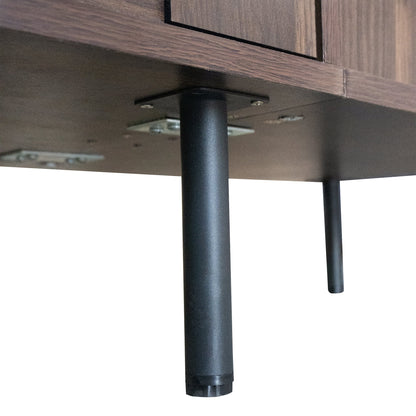 TV Stand Mid-Century Walnut MDF Soft-Close Doors Fits 85 In TV 78.7 In