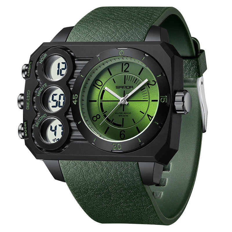 Outdoor Sports Waterproof Watch For Men Rugged Design With A Large Dial And Dual Display