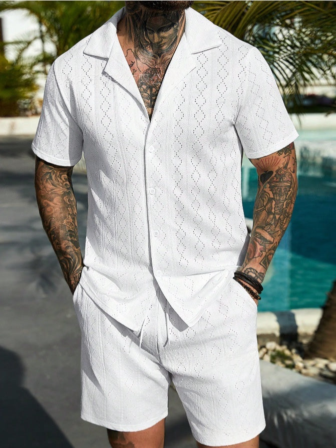 Mens Fashionable Printed Casual Shirt Set