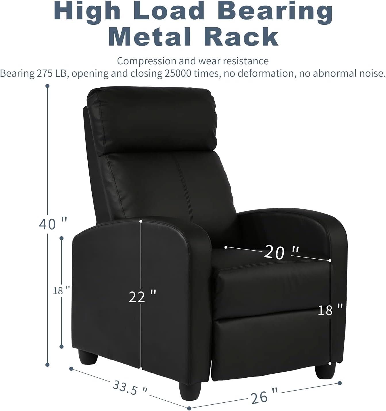 Black Wingback Recliner With Massage Therapy Living Room