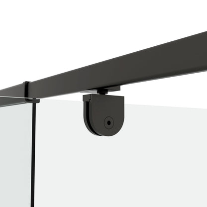 56-60in W x 71in H Pivot Swing Glass Shower Door, Matte Black, 6mm Clear SGCC