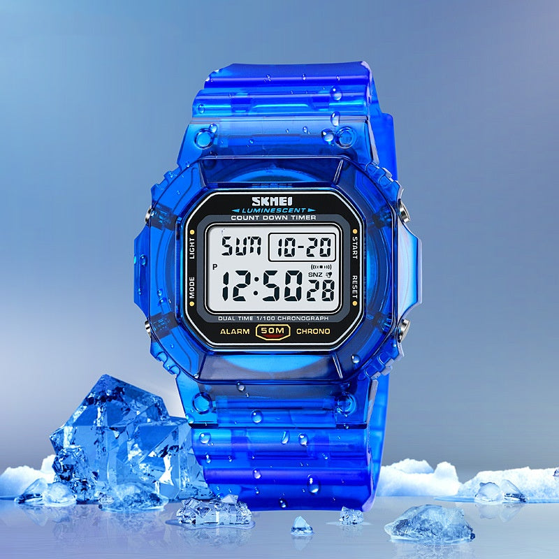 Sports Transparent Strap Multi-function Electronic Watch