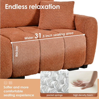 Sectional Sofa L-Shape Boucle Orange 4 Seat Ottoman 110 In