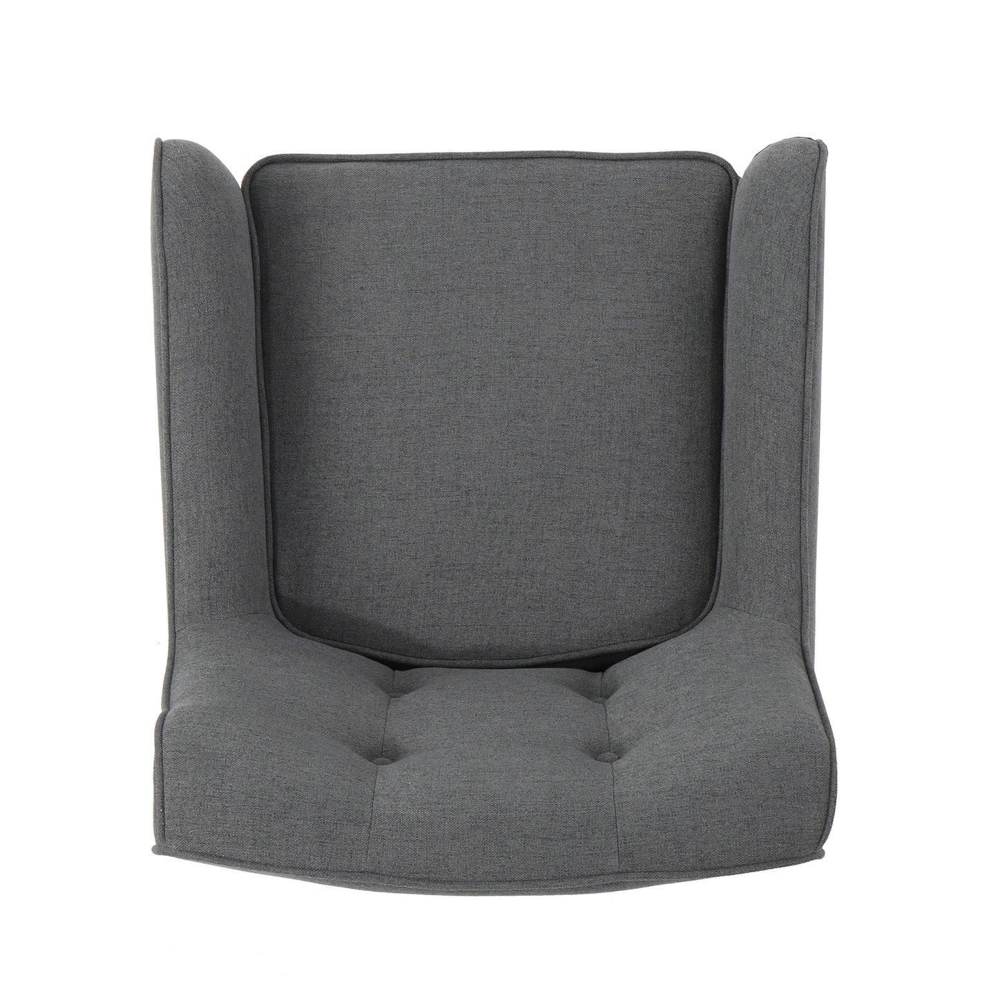 Accent Chair Mid-Century Charcoal Fabric Tufted Back Wood Legs 25x30x31 In