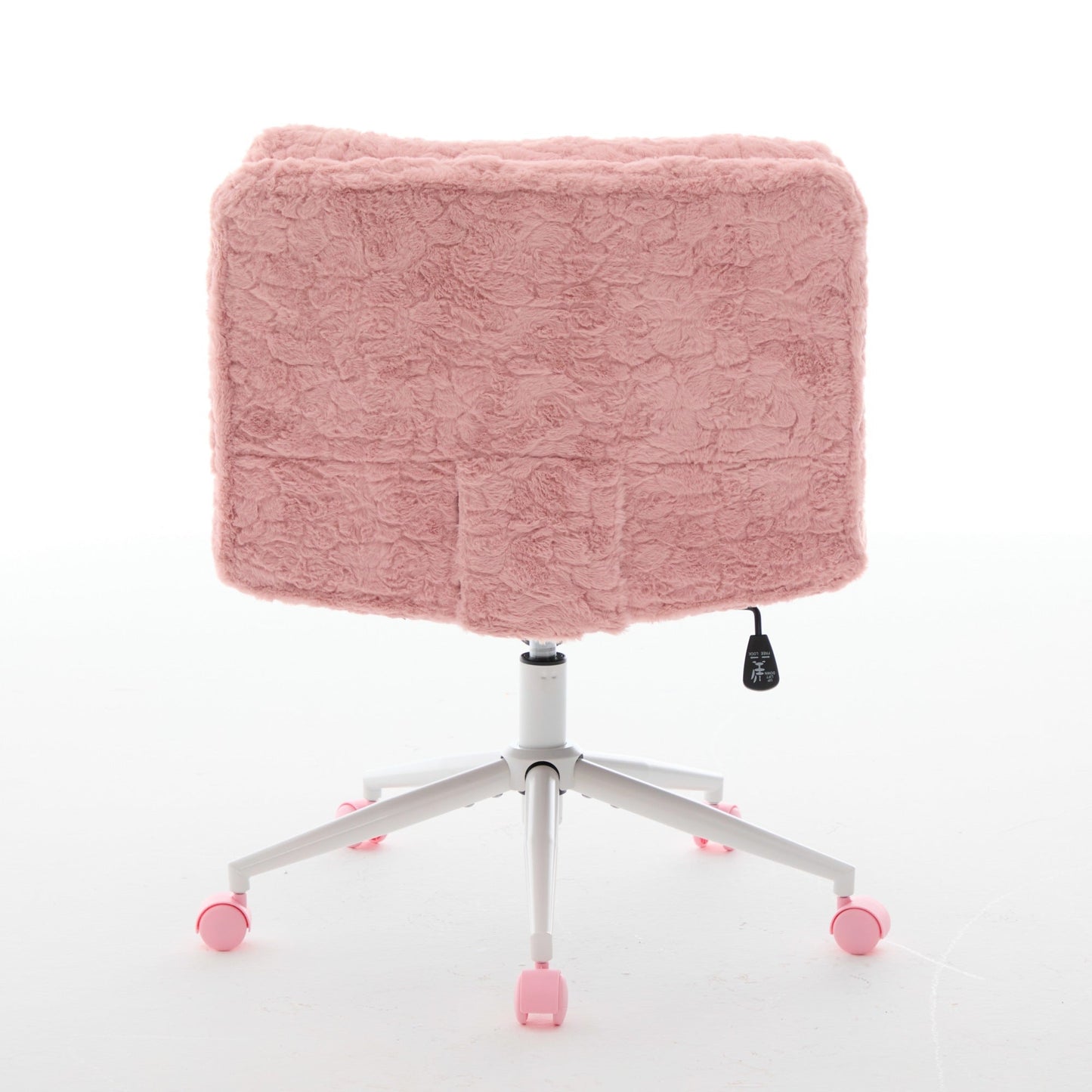 Swivel Chair Faux Alpaca Pink Wide 26.4 In Seat 360 Degree Height Adjust