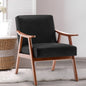Mid-Century Wingback Accent Chair Black PU Leather 26x31x32