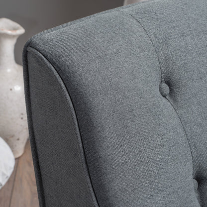 Accent Chair Mid-Century Charcoal Fabric Tufted Back Wood Legs 25x30x31 In