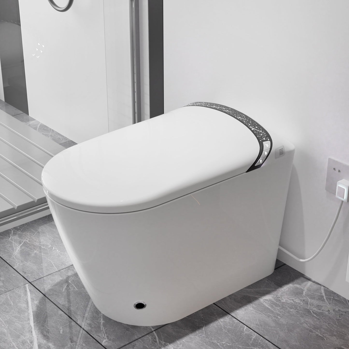 Elongated Smart Toilet with Bidet Built In, Tankless, Auto Open/Close, White
