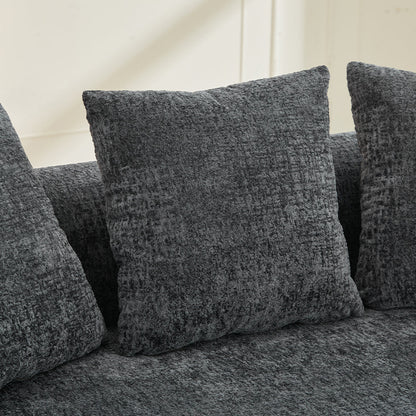 Loveseat Curved Chenille Gray Deep Seat 3 Pillows No Assembly 63 In 300 LB