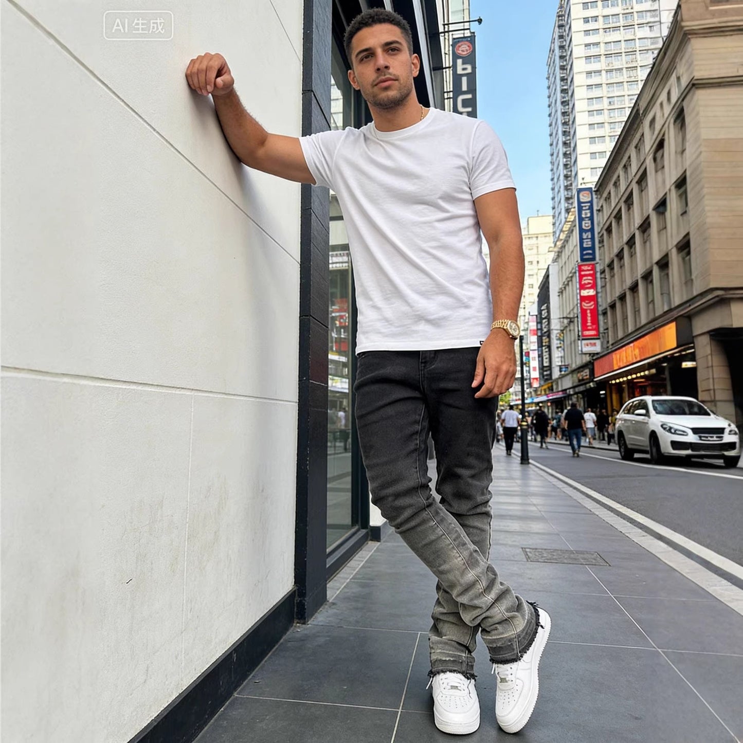 High-Street Gradient-Washed Mens Jeans