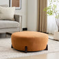 Modish Round Ottoman Boucle Top Splayed Rubberwood Legs, Pumpkin Orange