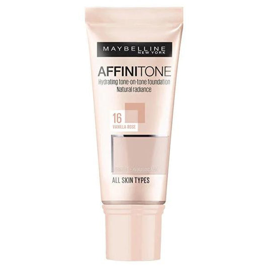 Maybelline Affinitone Foundation - Natural Finish, Hydrating Formula with Argan Oil & Vitamin E - 30ml