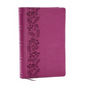 NKJV Personal Size Large Print Bible with 43,000 Cross References, Pink Leathersoft, Red Letter, Comfort Print (Thumb Indexed) - Imitation Leather