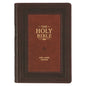 KJV Study Bible, Large Print King James Version Holy Bible, Thumb Tabs, Ribbons, Faux Leather Burgundy/Toffee Debossed - Leather