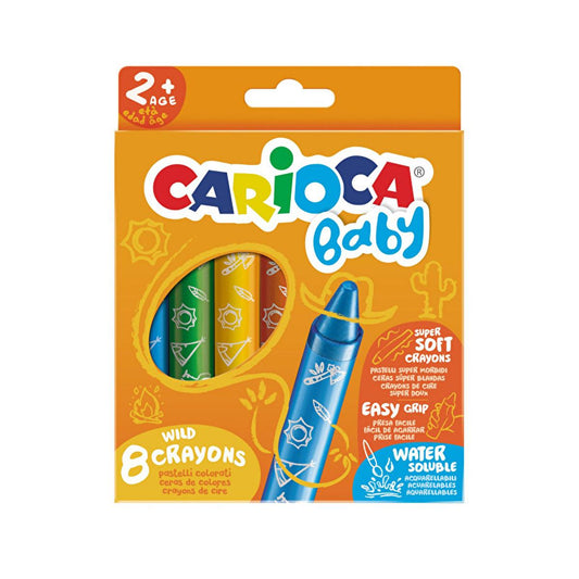 Carioca Finger Paints for Toddlers - 8-Piece Pastel Crayon Set, Washable, Non-Toxic, Easy Grip for Children Aged 2+