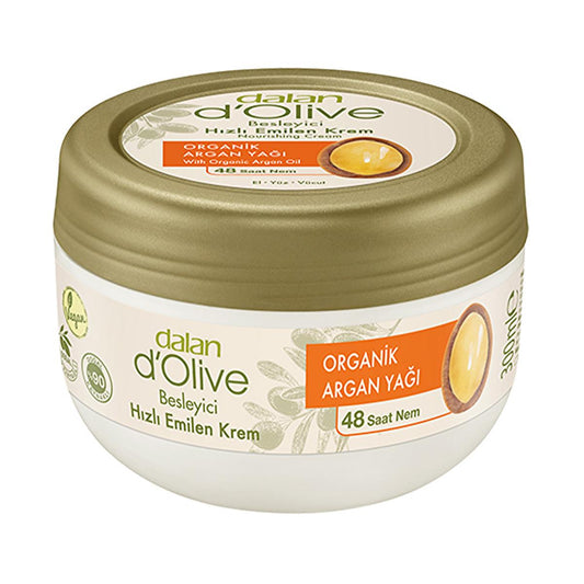 Dalan D'Olive Organic Argan Oil Moisturizing Cream - Non-Greasy, Long-Lasting Hydration for Dry Skin - 10.14 fl oz
