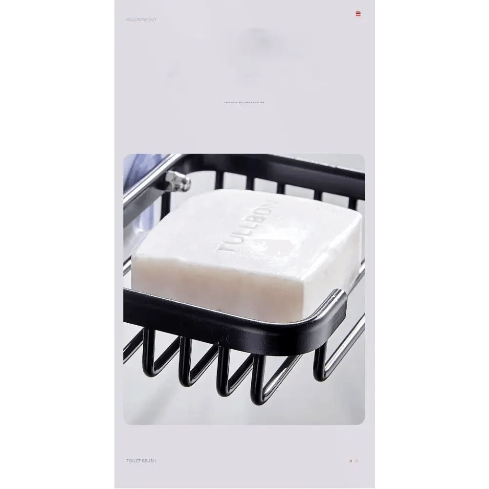 Drill-Free Wall-Mounted Soap Dish Holder - Adhesive, Aluminum, Hollow Drainage, Waterproof - Silver / Black / Gold