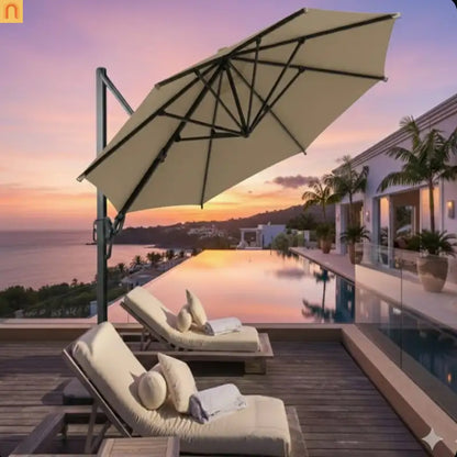 Patio Umbrella Cantilever Khaki 10ft Square 360 Degree UPF 50 Plus