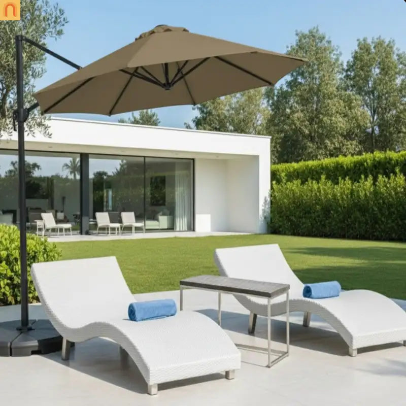 Patio Umbrella Cantilever Khaki 10ft Square 360 Degree UPF 50 Plus