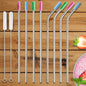 10-Pack: Stainless Steel Extra Wide Drinking Straws with Colored Silicone Tops