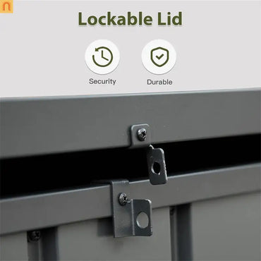 Outdoor Storage Deck Box Steel Dark Gray Lockable 100 Gallon