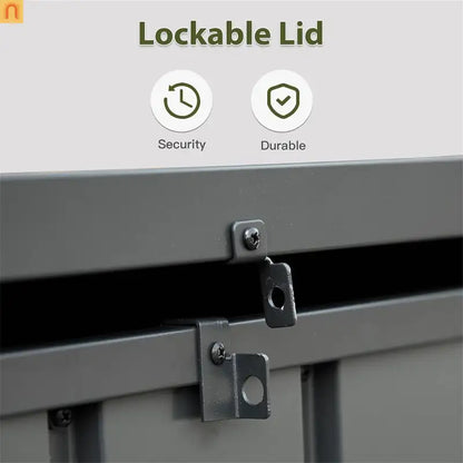 Outdoor Storage Deck Box Steel Dark Gray Lockable 100 Gallon