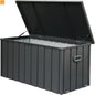 Outdoor Storage Deck Box Steel Dark Gray Lockable 100 Gallon