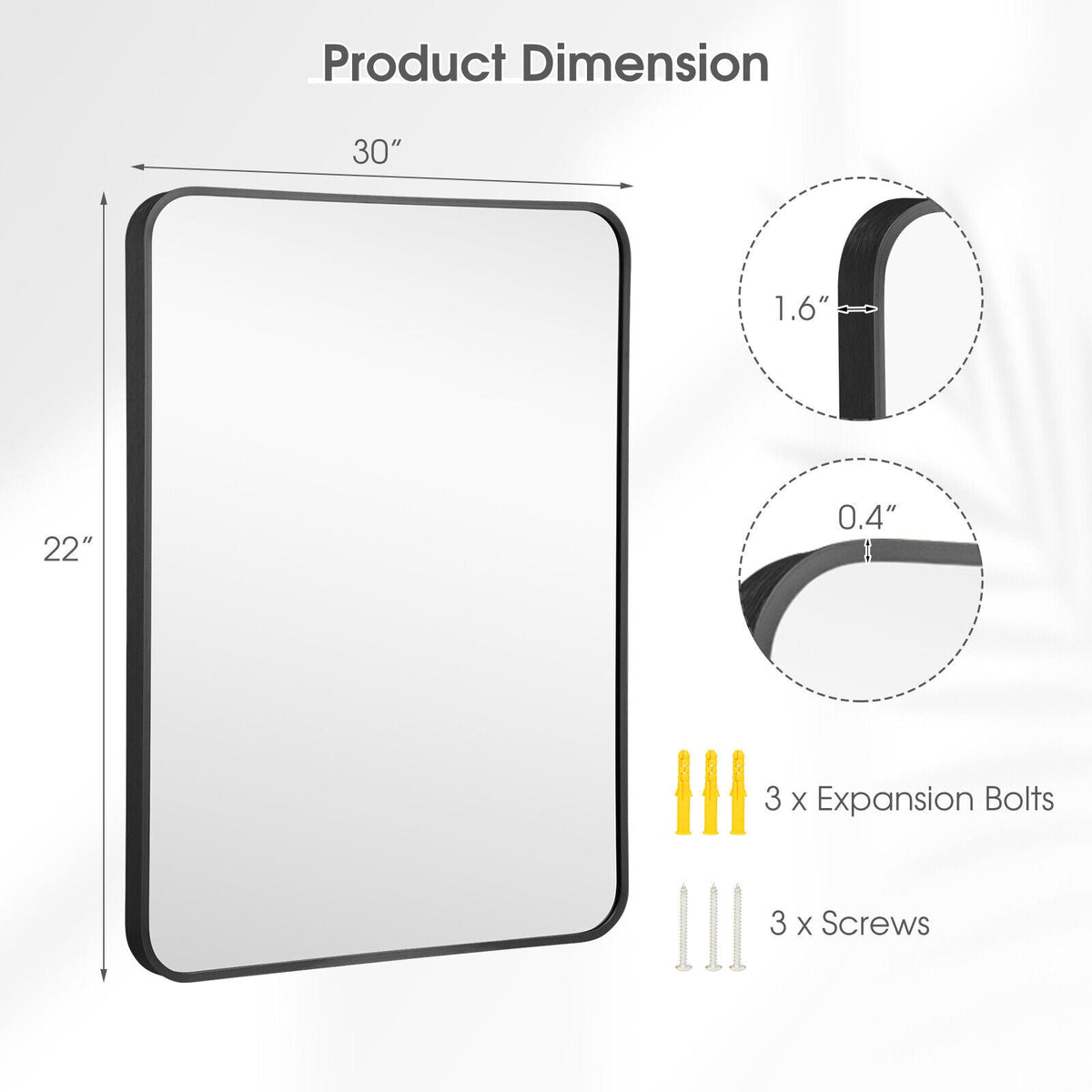 Metal Framed Bathroom Mirror with Rounded Corners