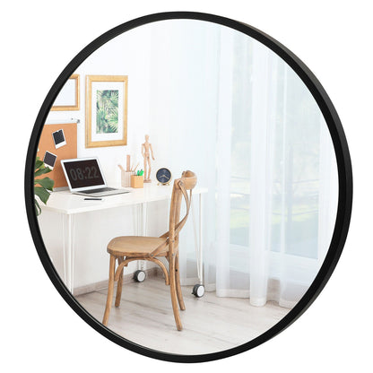 16-inch Round Wall Mirror with Aluminum Alloy Frame