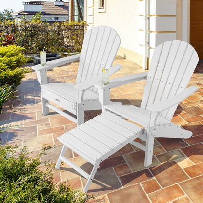 Patio HDPE Adirondack Chair with Retractable Ottoman
